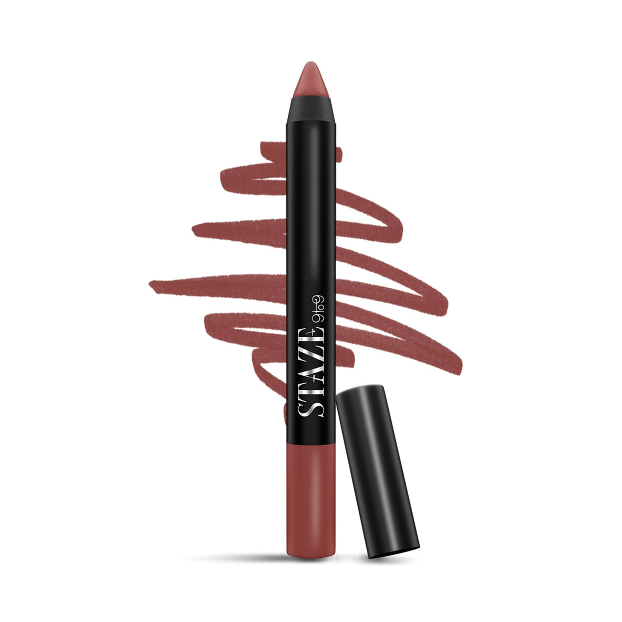 Staze 9to9 Pout On Matte + Smudgeproof Lip Crayon | Non-Drying & Transferproof | Pigmented Matte Finish | 12-Hour Stay | Lightweight | 05 Cocoa Loco | 3.5 g