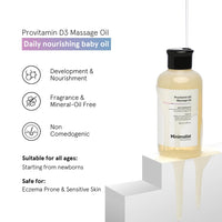 Minimalist Baby Massage Oil with Provitamin D3 | Fragance Free, Mineral Oil Free & Pediatrician Approved Baby Oil For Sensitive Skin | A Blend Of Coconut, Sunflower, Almond & Safflower Oil | 200ml