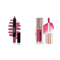 FLiCKA Matte Lasting Lipsence Crayon Lipstick| Smudge Proof, Matte Finish And Waterproof| Long Lasting Upto 18Hrs, 04 I Am On Diet, 3.5ml Shimmery Affair Lip Gloss 6 Gin Baby Pink 5ml