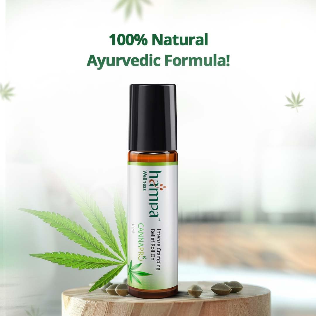 Hampa Intense Cramping Relief Roll-On 10ml | Ayurvedic Period Pain Relief Oil for Menstrual Cramps | With Vijaya Extract, Hemp, Peppermint & Marjoram | Fast-Acting Natural Formula | 100% Herbal