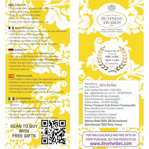 Deve Herbes Anti Acne Serum - Blend of Tea Tree, Lemongrass, French Lavender, Peppermint Essential Oils in Safflower & Grapeseed Oil 10ml