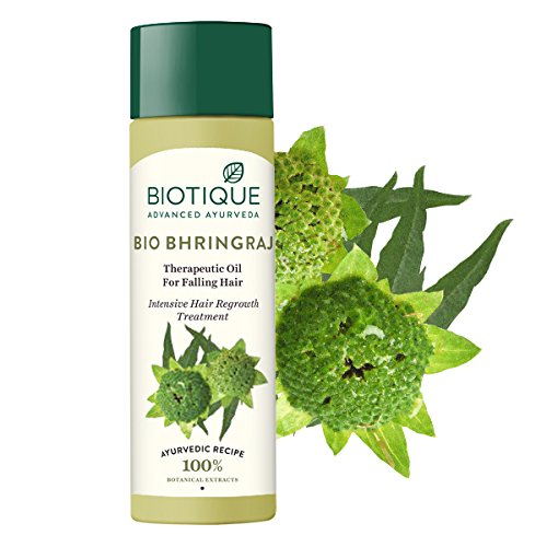 Biotique Bhringraj Therapeutic Hair Oil for Falling Hair | Intensive Hair Regrowth Treatment | Nourishing Hair Follicles| Strong and Shiny Hair| For All Skin Types| 120m