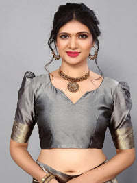 Satrani Women's Jacquard Poly Silk Saree With Unstitched Blouse Piece