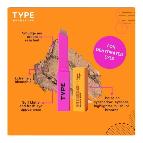 TYPE BEAUTY INC. Eye Light Shadow Stick - Soft Matte Concealer for Hyperpigmentation and Dark Circles with Highly Pigmented, Smudge-resistant and Crease-resistant Formula (SOOT)