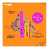 TYPE BEAUTY INC. Eye Light Shadow Stick - Soft Matte Concealer for Hyperpigmentation and Dark Circles with Highly Pigmented, Smudge-resistant and Crease-resistant Formula (SOOT)