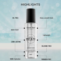 Seven Seas Mist & Fix Makeup Fixer Prime + Correct + Set 12Hrs Long Lasting Misty Finish Professional Makeup Fixer Spray For Face Makeup | Vitamin- E | (Transparent)