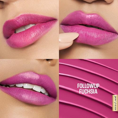 Lakmé 9to5 Lipstick, Hya Matte, with Hyaluronic Acid for hydrated lips, Follow Up Fuschia 3.6gm