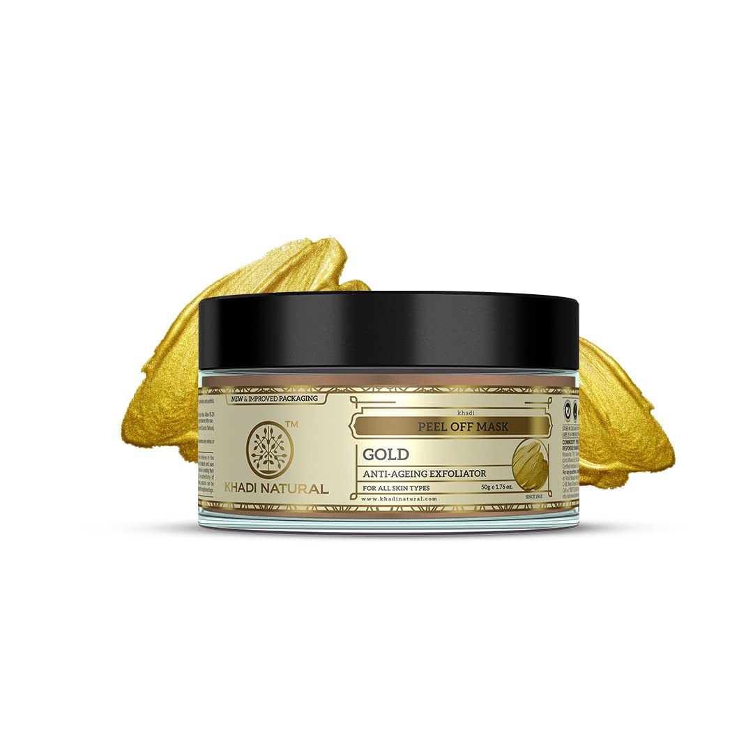 Khadi Natural Ayurvedic Gold Peel Off Mask, 50gm|Enhances natural radiance of skin| Nourishes and hydrates skin| Luxurious blend of pure gold dust extracts| Suitable for All Skin Types