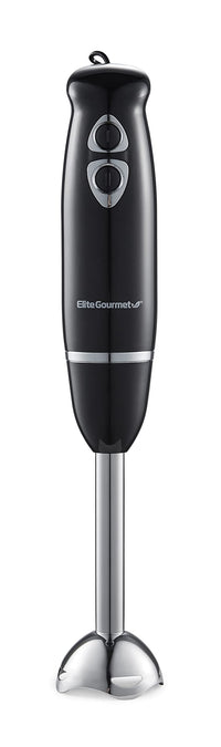 Elite Gourmet EHB1015 Immersion Hand Blender 500 Watts 2 Speed Mixing with Stainless Steel Blades, Detachable Wand Stick Mixer, Smoothies, Baby Food, Soup, Black Black/Stainless Steel Immersion Blenders
