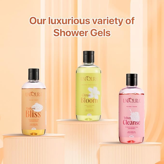 Uniqura Oud Body Wash Value Pack With Niacinamide, Aloe Vera & Vitamin E, Tan Removal & Hydrating Body Wash,Prevents Dryness & Gently Cleanses,Shower Gel for Men & Women, Paraben Free (300ml Each)