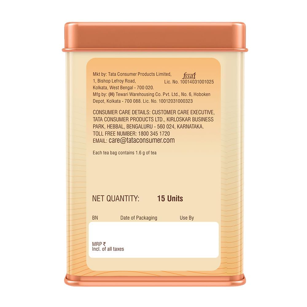 1868 by TATA Tea Darjeeling Rare Wonder Pyramid Tea Bags (15 Count), Pure Darjeeling Black Tea, Hand Rolled, Second Flush, Muscatel Flavour, From House of TATA