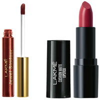 Lakmé Cushion Matte Lipstick, Red Wine, 4.5 g & Lakmé Jewel Liquid Sindoor, Maroon, With Sponge Tip Applicator - Long Lasting, Smudge Proof and Quick Drying,4. 5 ml