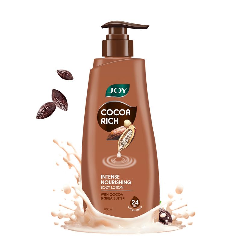 Joy Cocoa Rich Intense Nourishing Body Lotion (600ml) | 24 Hour Nourishment | With Shea Butter & Cocoa Butter | Suitable for Normal to Dry Skin | Non Sticky & Non Greasy Lightweight Body Lotion