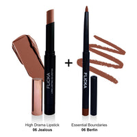 FLiCKA High Drama Matte Lipstick Jealous & Lip Liner Berlin Combo | 06