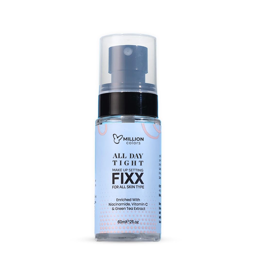 Million Colors Makeup Fixer Spray 60ml | Dewy Setting Spray for Long-Lasting Makeup | Ideal for Dry & Oily Skin | Hydrating, Soothing & Refreshing | Waterproof, Sweatproof & Matte Finish