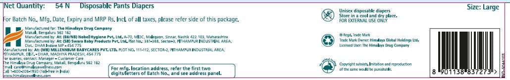 Himalaya Total Care Baby Pants Diapers, Large, 54 Count