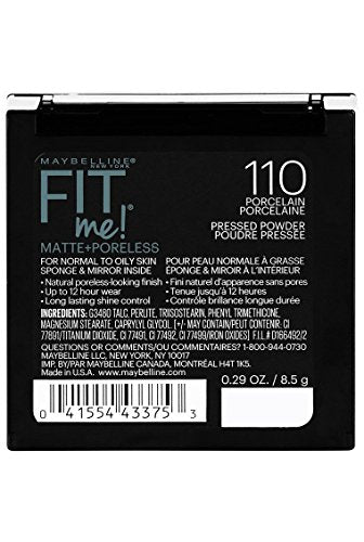 Maybelline New York Colossal Kajal, Black, 0.35G And Fit Me Matte Poreless Powder For Oily Skin, 110 Porcelain, 8.5G