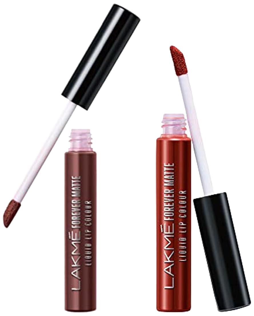 Lakmé Forever Matte Liquid Lip Colour, Brown Espresso, 5.6 Ml & Lakmé Forever Matte Liquid Lip Colour, Red Cherry, 5.6 Ml