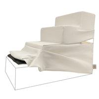 Best Pet Supplies Foldable Pet Stairs Cover for Foam Dog Ramps, Replacement Slip with Non-Slip Step Surface, Plush and Soft Fabric, Provides Paw Traction and Stability - Ivory, 4-Step