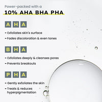 Hyphen Resurfacing 10% AHA BHA PHA Exfoliator | Instant Exfoliation with 20% Pineapple Extract | Leave-on Serum | Smoothens Texture, Unclogs Pores, Non-irritating | Facial Serum for Men & Women - 50ml