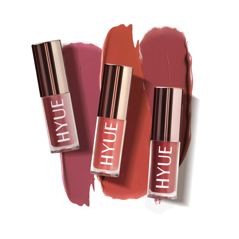 HYUE HydraMatte™ Liquid Lipstick | Barely Bold Bundle: Mauve-licious, Terracotta-Tease, Spicy Tan | 2.2 ml x 3 | Soft-Matte Long-Wear | With Jojoba, Almond & Gooseberry Extracts | Precision Applicator