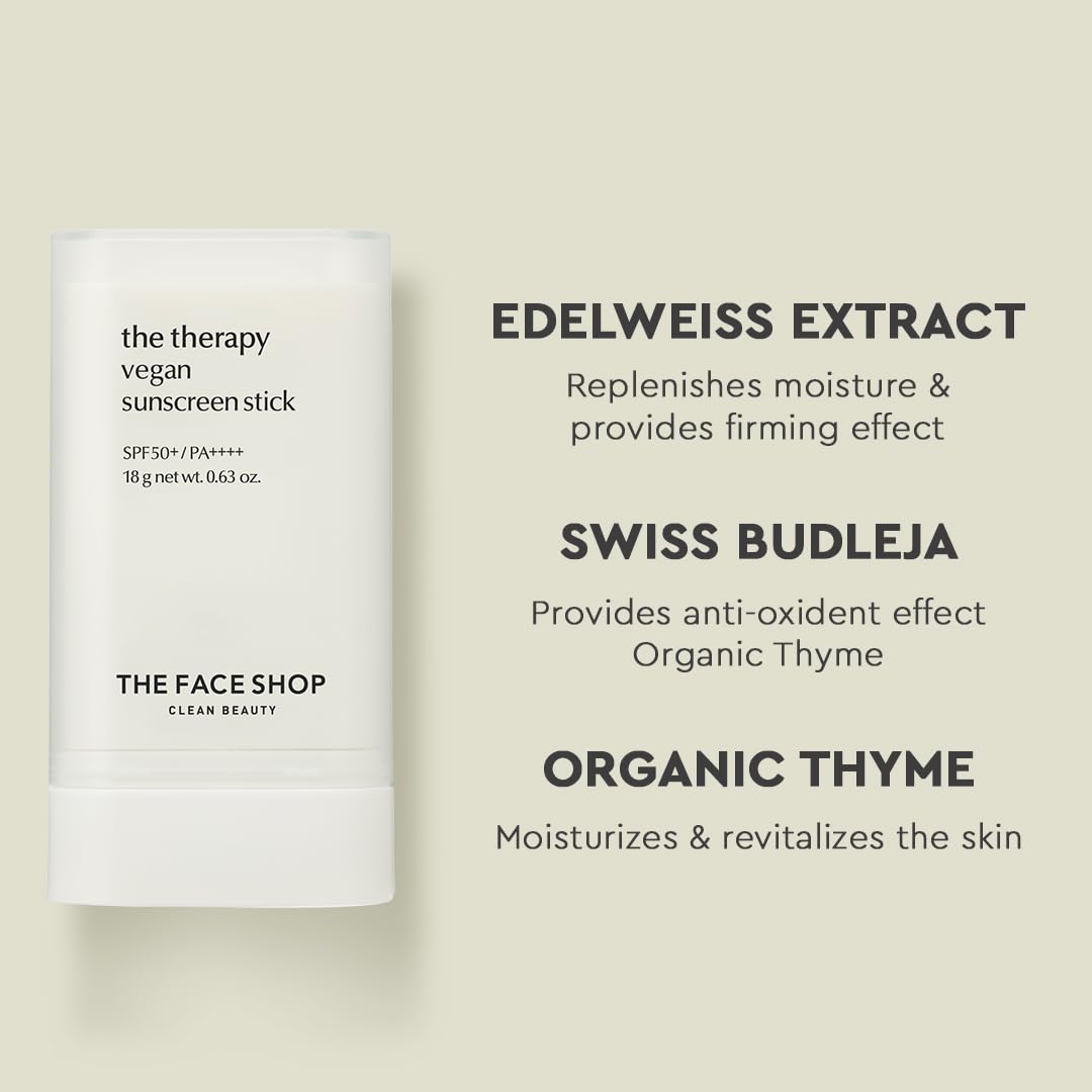 The Face Shop The Therapy Sunscreen Stick SPF50+ PA++++, Water Resistant, UVA/B Protection