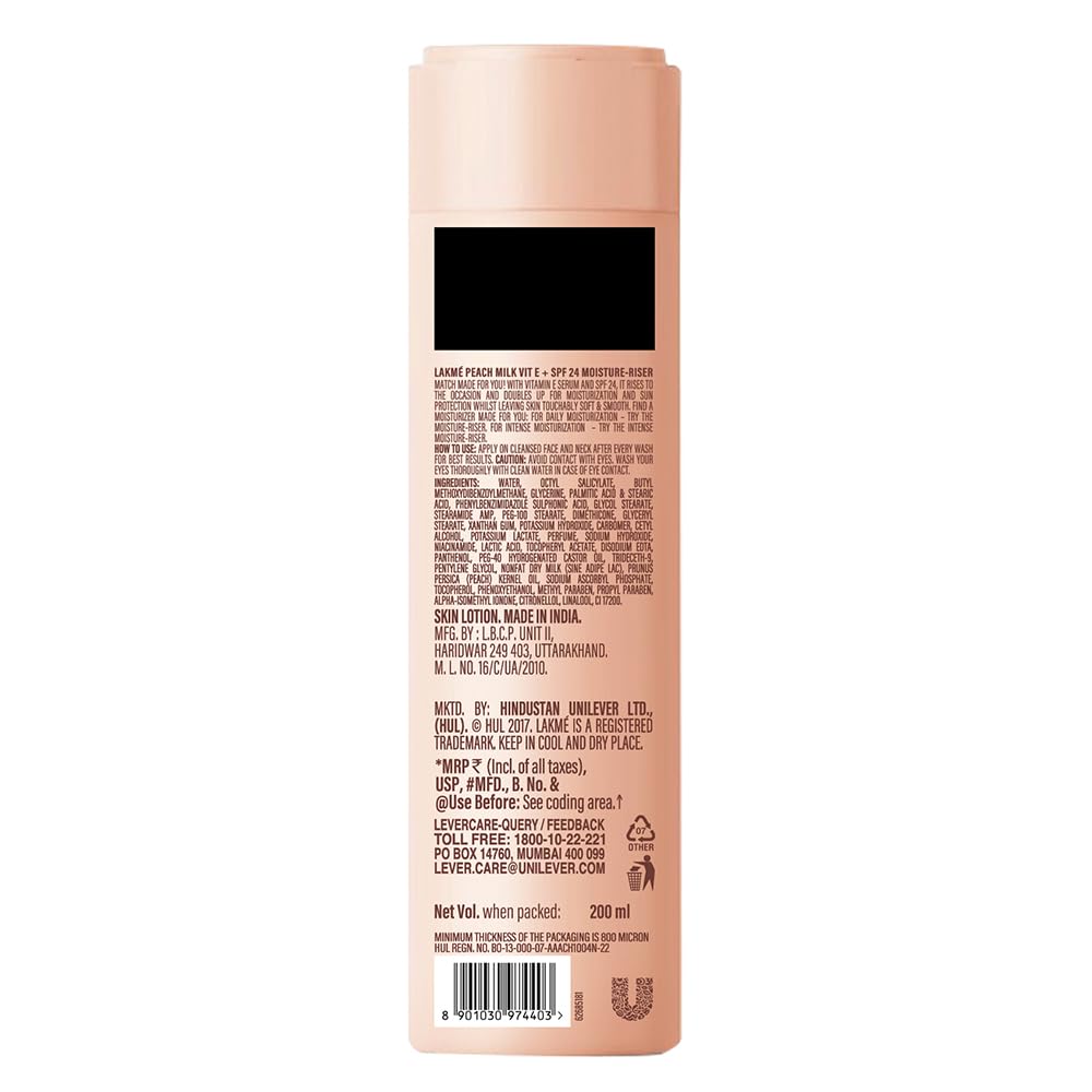 Lakmé Peach Milk Moisturizer Spf 24 Pa++, 200 Ml Lotion(Pack Of 2)