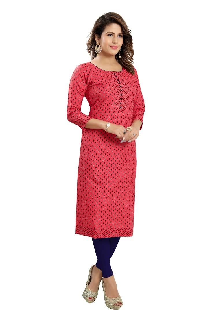 DREAM & DZIRE Women Printed Staight Cotton Kurti.
