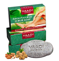 Vaadi Herbals Elbow Foot Knee Scrub Soap with Almond and Walnut Scrub, 75g x 3 and Vaadi Herbals Super Value Luxurious Saffron Skin Whitening Therapy Soap, 75g (Pack Of 6)