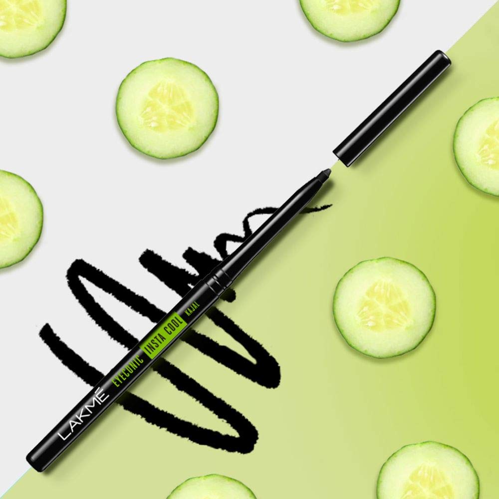 LAKMÉ Eyeconic Insta Cool Kajal, Black, Matte Finish Cooling Kohl Liner with Cucumber, Twist Up Pencil, 0.35 g & Absolute Perfect Radiance Brightening Day Cream 50g