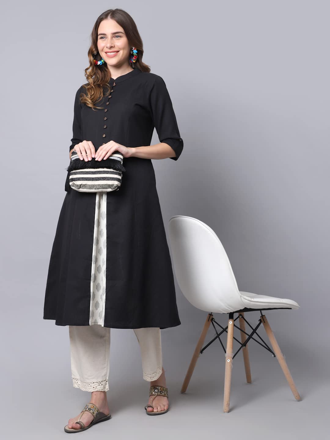 Pistaa's  Women Cotton Printed Cut Regular Kurta