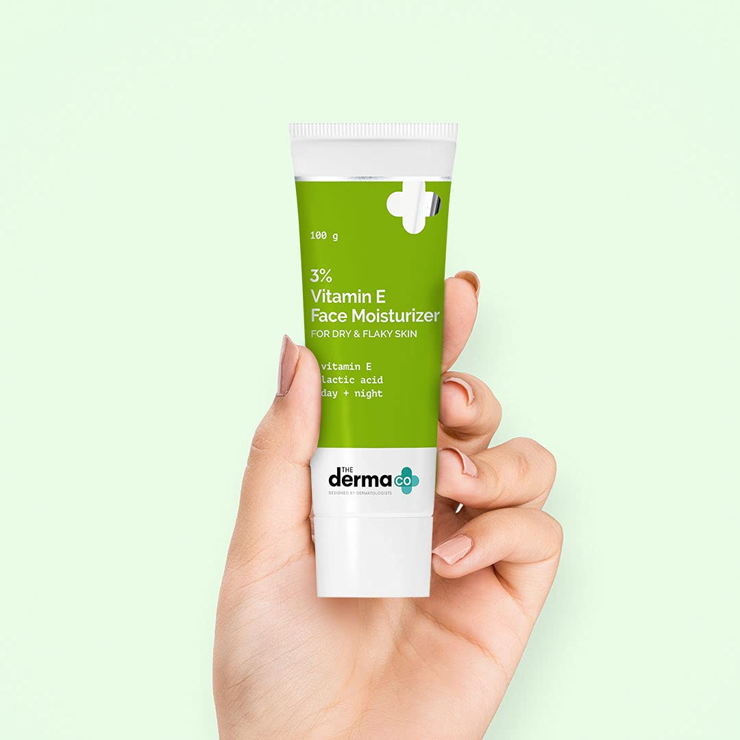 The Derma Co 3% Vitamin E Face Moisturizer Cream With Vitamin E & Lactic Acid | Fights Dryness | Non-Greasy & Lightweight | 100 G