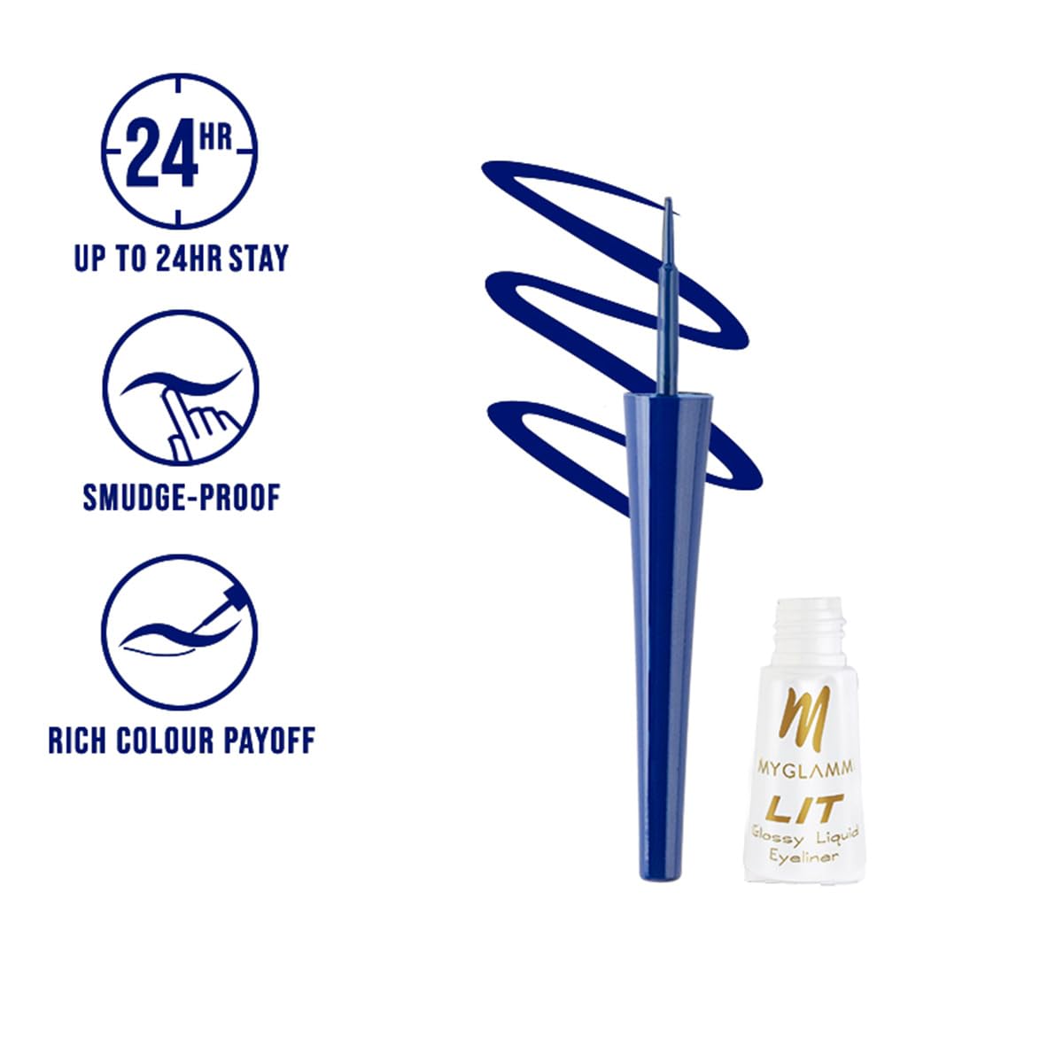 MyGlamm LIT Glossy Liquid Eyeliner-Blue Birthday-3.5ml