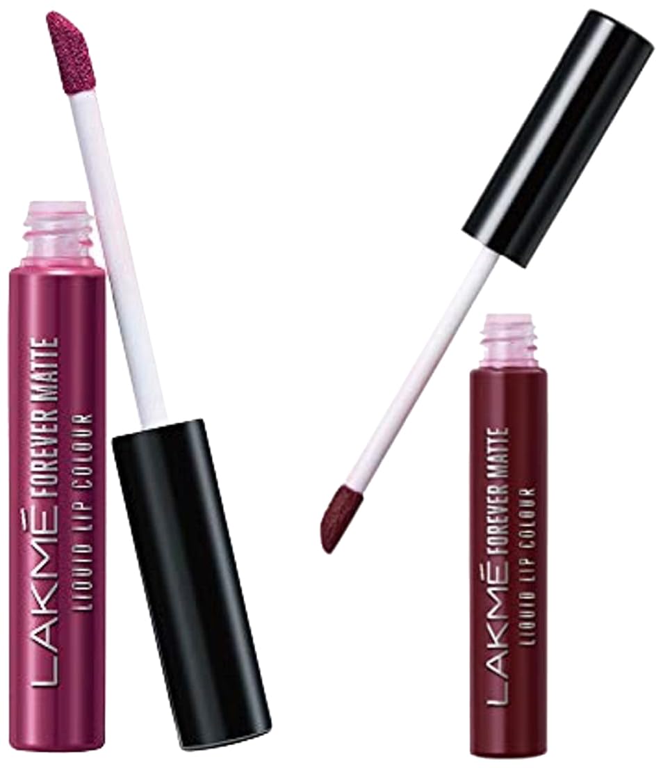 Lakmé Forever Matte Liquid Lip Colour, Wine Glow, 5.6ml & Lakmé Forever Matte Liquid Lip Colour, Wine Touch, 5.6ml