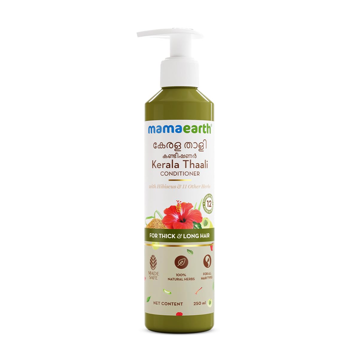 Mamaearth Kerala Thaali Conditioner 250 millilitre with Hibiscus, Amla, Reetha & Methi Dana for Smooth, Thick & Long Hair|Soft & Shiny Hair |12 Potent 100% Natural Herbs |Kerala Expertise