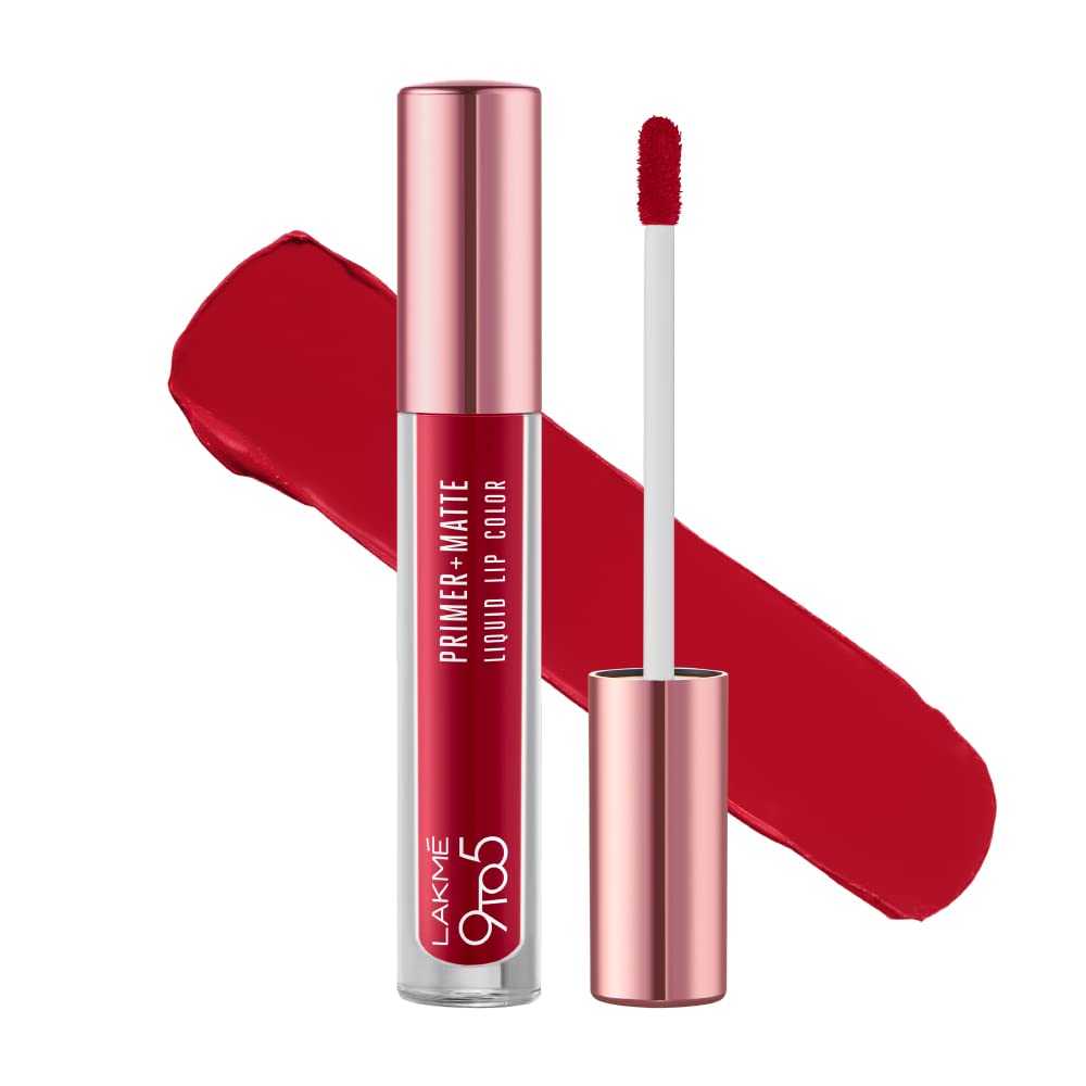 Lakmé 9to5 Primer + Matte Liquid Lip Color - Passion Berry, Power Pink, Vivid Crimson