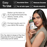 Soulflower Vitamin C Body Lotion with Hyaluronic Acid for Natural UV Protection, Dark Spots reduction, skin Nourishment, Brightning, Hydration for All Skin Types | Light weight & non-sticky | 200ml