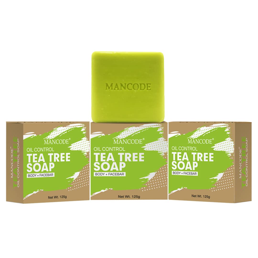 MAN CODE Tea Tree Soap Anti Bacterial - 125g | Pure Natural Ayurvedic | Premium & Luxurious Soap With Essential Oils | Exotic Herbs & Aroma | Green Color Pack Of 3