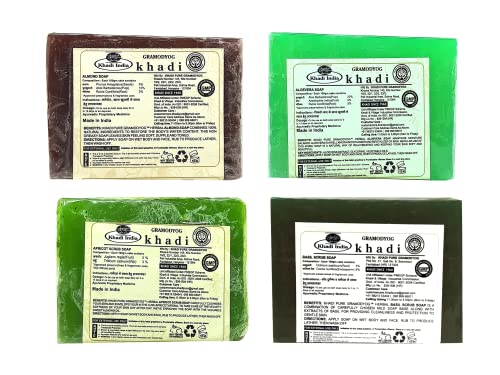 Khadi Pure Almond, Aloe Vera, Apricot & Basil Soap, 125 g (Pack of 4)