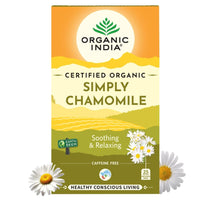 A TATA Product - Organic India Simply Chamomile Infusion, 25 Tea Bags, Certified Organic, Soothing & Relaxing, Caffeine-Free, Whole Herb Blend