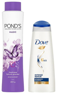POND's Magic Freshness Talcum Powder Acacia Honey, 400 g And Dove Intense Repair Shampoo, 340ml