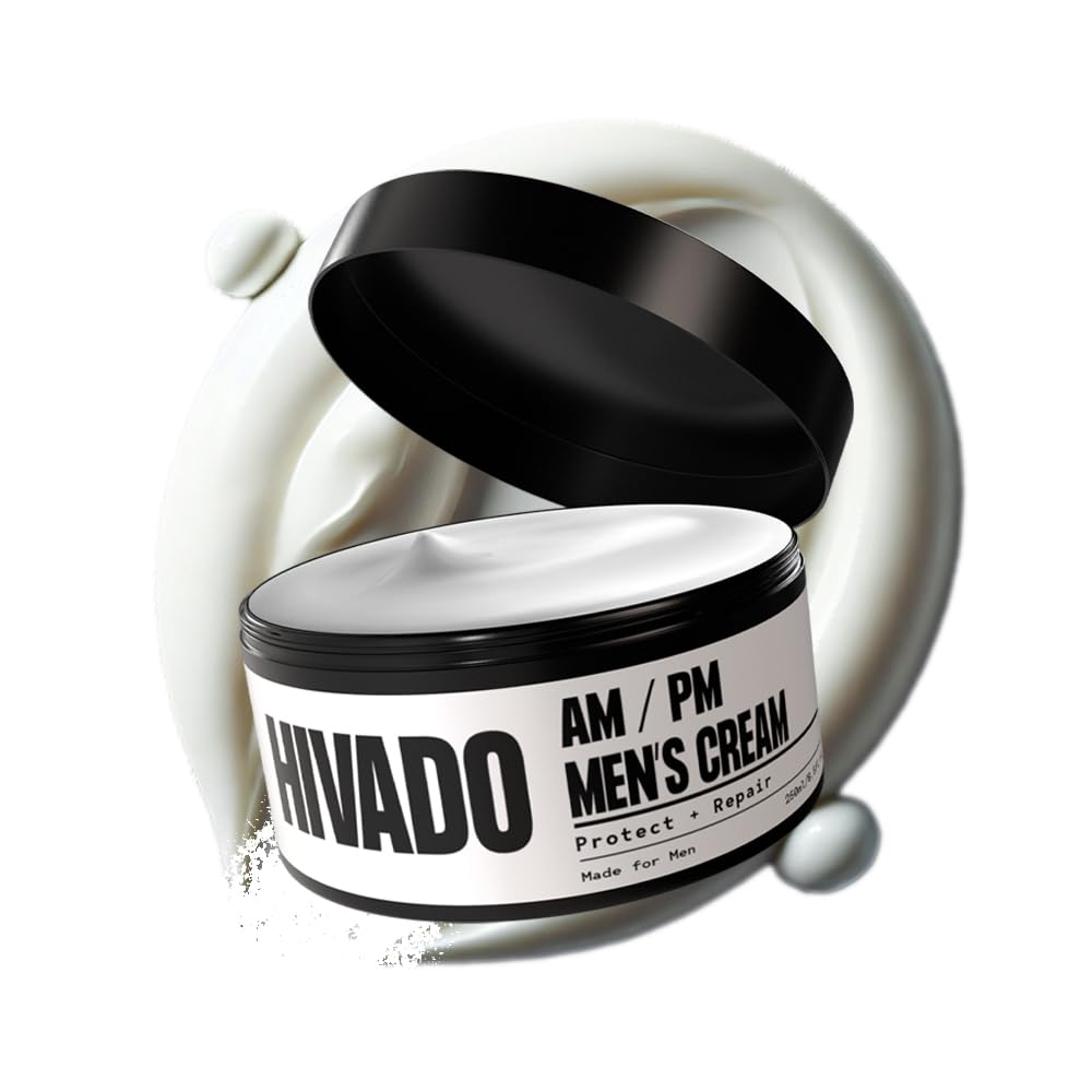 Hivado AM PM Men's Cream | Brighter Skin, Non-greasy, non sticky, Even Skin Tone, 50 gm | Niacinamide, Vit E, Ougon Extract, Aloe Vera | Sulphate Free Paraben Free | Face Cream Men