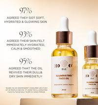 BiE Illuminating Face Oil with Kumkumadi Oil | Squalane | Licorice for Glowing Skin | For Glowing Skin, Brightens & Hydrates | Repairs Skin Barrier | Lightweight Facial Oil for Daily Use | Unisex | No Added Fragrance | 30ml