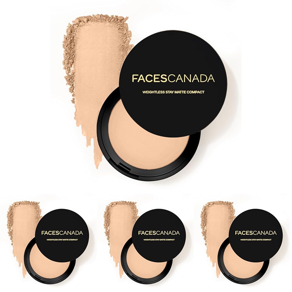 FACESCANADA Weightless Stay Matte Finish Compact Powder - Beige, 9 Gm | Non Oily Matte Look | Evens Out Complexion | Hides Imperfections | Blends Effortlessly | Pressed Powder For All Skin Types