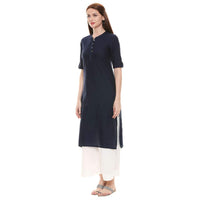 Aurelia Womens Mandarin Collar Solid Kurta