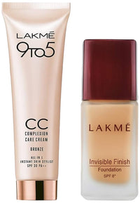 Lakmé Cream Light Coverage Foundation Natural Finish Bronze For All Skin 25 Ml,2 Count,Beige
