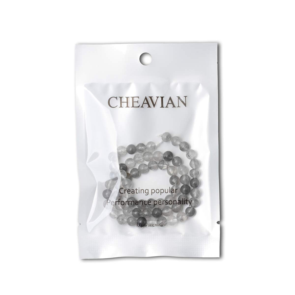 CHEAVIAN 60PCS 6mm Natural Cloud Crystal Gemstone Round Loose Beads Crystal Energy Stone Healing Power for Jewelry Making 1 Strand 15"