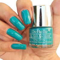 DeBelle Gel Nail Polish Royale Cocktail (Turquoise Blue Nail Paint)|Non UV - Gel Finish |Chip Resistant | Seaweed Enriched Formula| Long Lasting|Cruelty and Toxic Free| 8ml Glossy Finish