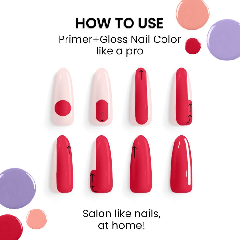 Lakmé 9to5 P+G Nail Color AppleBlossom 6ml & Lakmé 9 To 5 Primer + Glossy Finish Nail Colour Combo