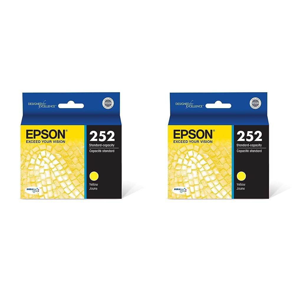 Epson T252 DURABrite Ultra Ink Standard Capacity Yellow Cartridge (T252420-S) for Select Workforce Printers, 1 Count (Pack of 2) 1 Count (Pack of 2)